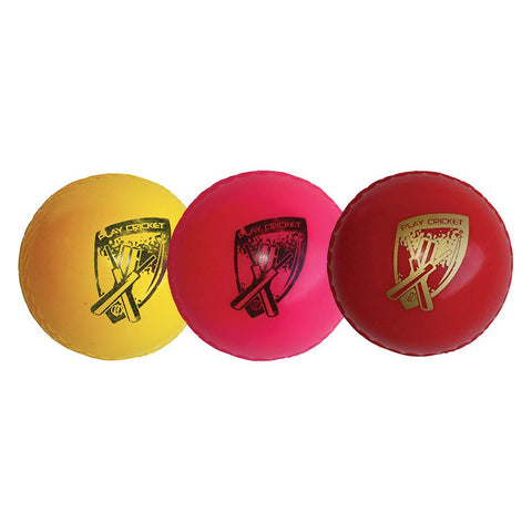 PLAY CRICKET POLY SOFT 3 PACK PINK, YELLOW AND RED